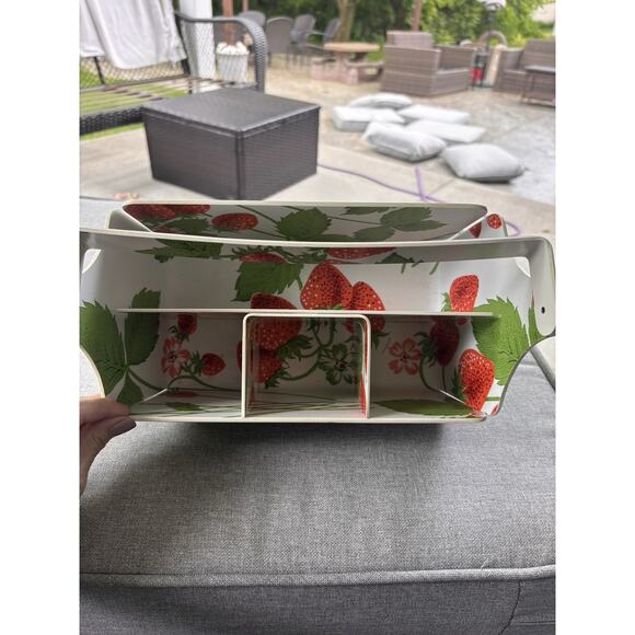 Vintage Retro Mid Century 60's Melmac Strawberry Serving Caddy Cottagecore - Picture 6 of 7